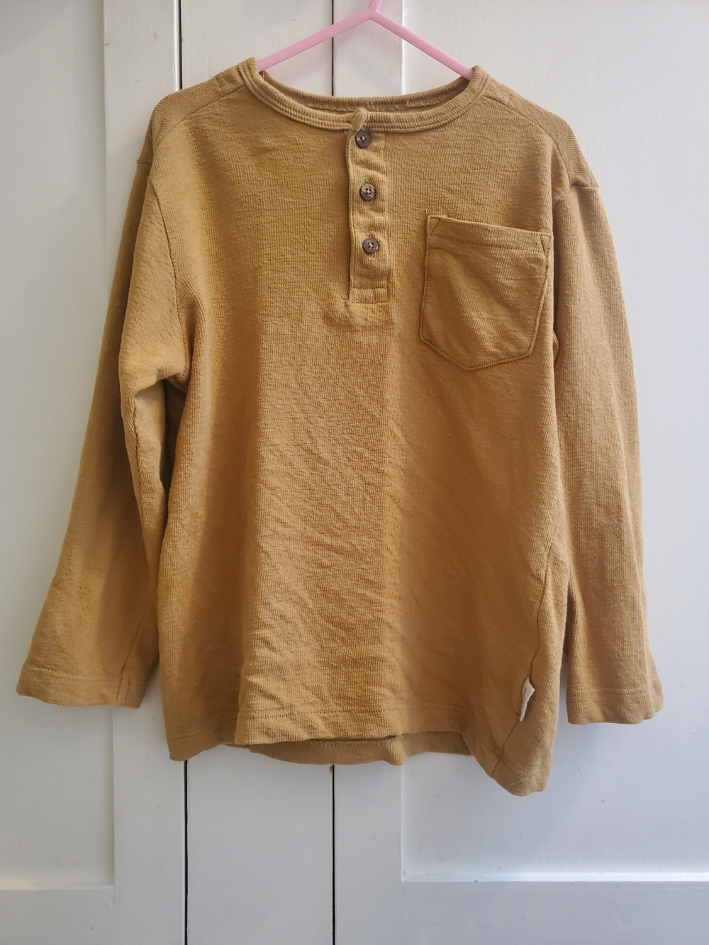 Zara Mustard Long Sleeve Henley Top